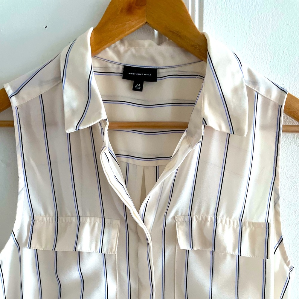 Who What Wear Pinstripe SleevelessTop